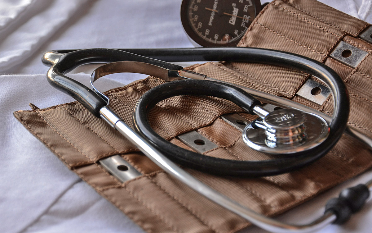 A doctor's stethoscope and Sphygmomanometer for measuring blood pressure